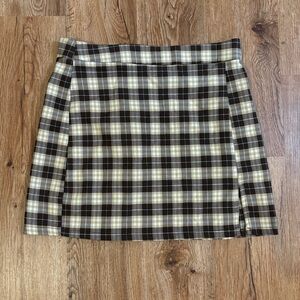 Brown and Tan Plaid Skirt